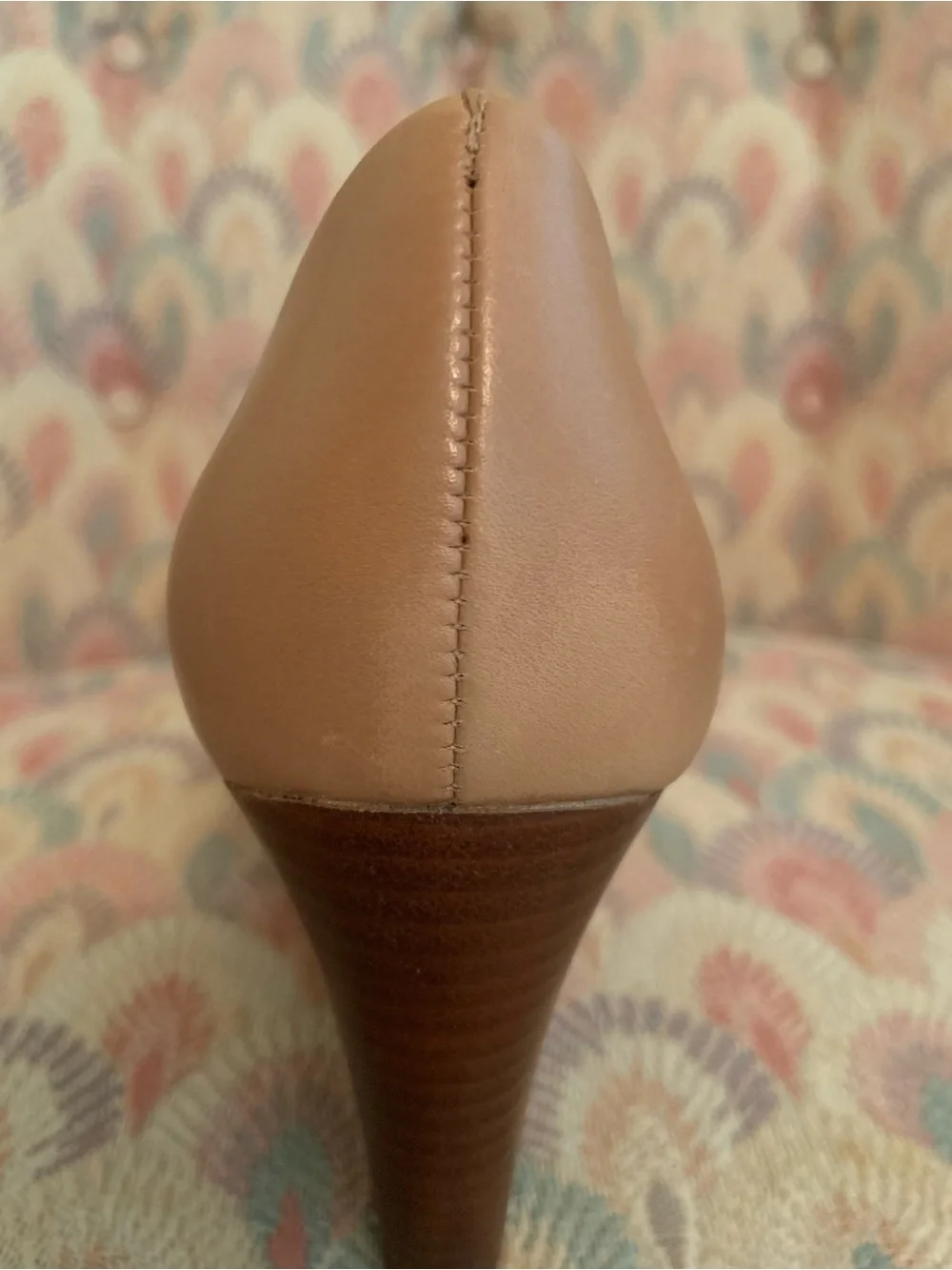 Tory Burch Lowell Natural Blush Leather Wedge Heels with Gold Logo Size 7.5